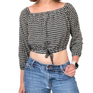 Aritzia Wilfred Gingham Cropped Top Women Size S
